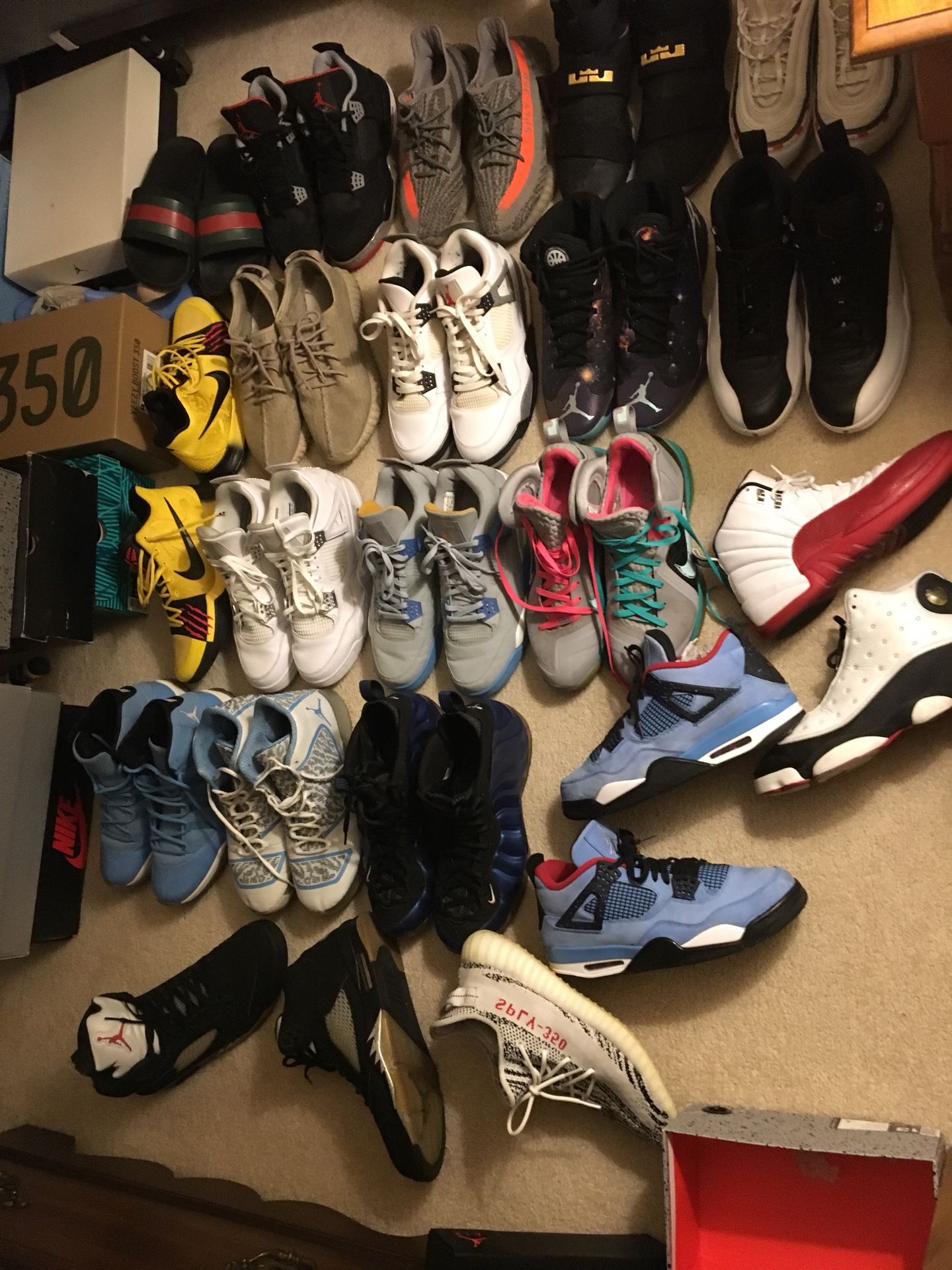 Tons of Nike, Jordan, Yeezy, Kobe, Kanye, Travis Scott shoes size 12,13,14