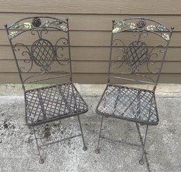 Pair of Wrought Iron Folding Chairs