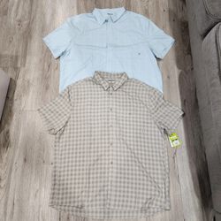 2pk Bass & Co mens button down shirts Grey and Blue - New with tags