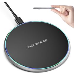 Wireless Charger Compatible with iPhone 16 15 14 13 12 11 Pro Max/Mini/Plus/XR/X/8, 15W Max Fast Wireless Charging Pad Mat for Samsung Galaxy S23/S22/