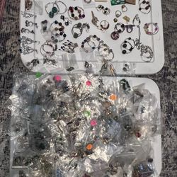 Jewelry Lot Over 100 Earrings Plus Pendants And Fashion Ring 