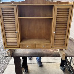 Mid-Century Modern Louvered Door Cabinet / Hutch Top