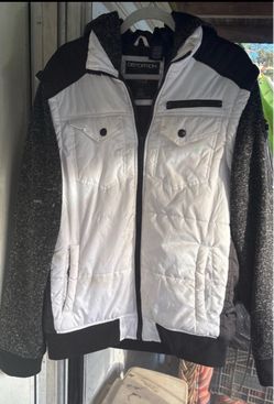Men’s white & black Distortion jacket with hood #winterwear