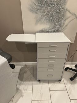 Rolling Medical Storage Cart with Attached Treatment Table