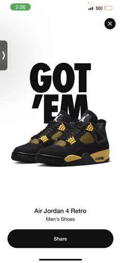 Retro Air Jordan 4 Thunder Size 14