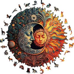 Irregular Animal Shaped Wooden Jigsaw Puzzle - Sun Moon 200 Pcs
