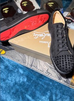 Christian Louboutin Black Suede Spiked Low-Top Sneakers