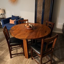 Teak Wood Table w/ 4 chairs and lounge chair