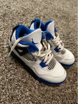Nike Air Jordan Retro IV 4 Sneaker Motorsports White Blue Size 1y