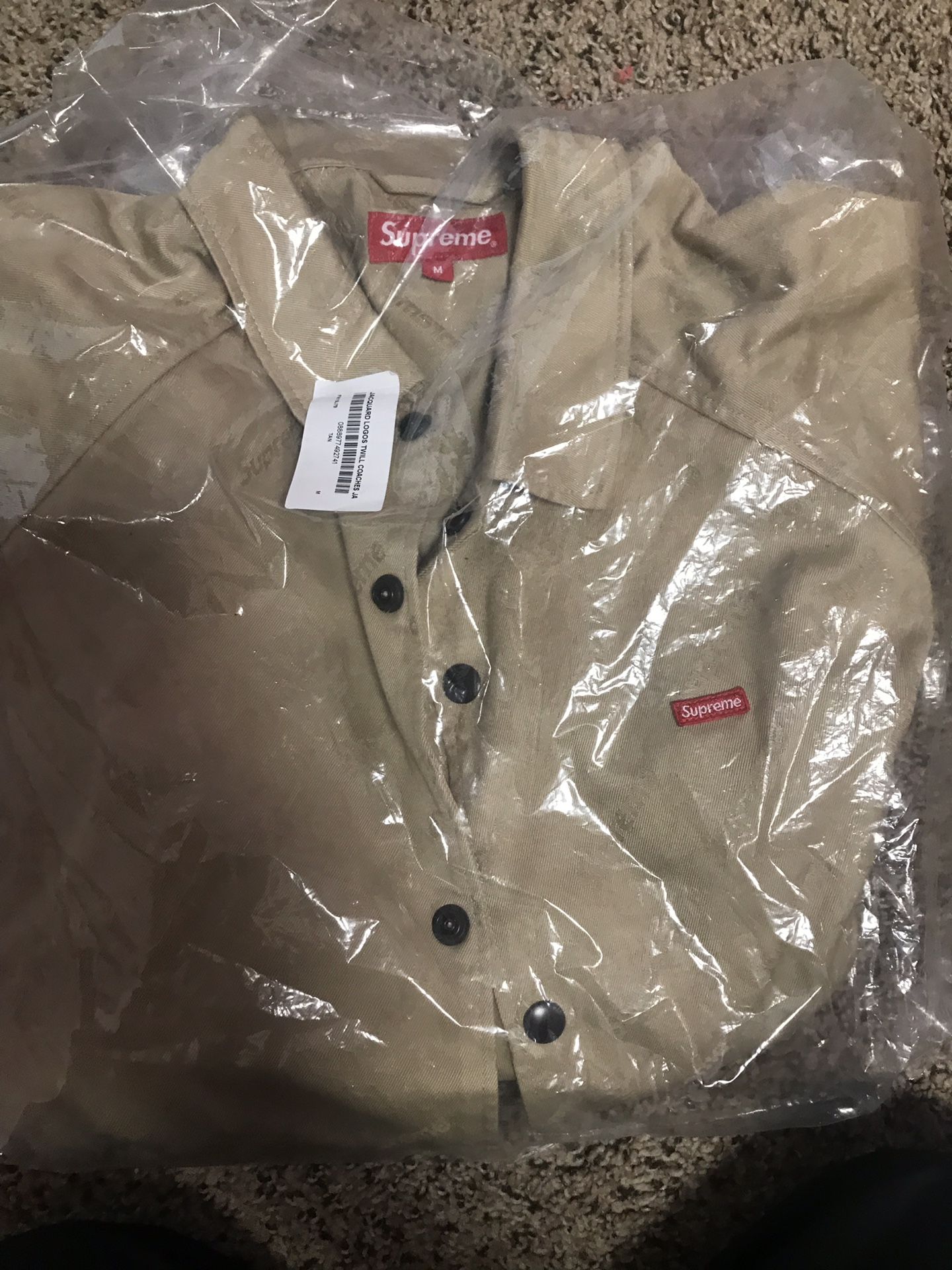 Supreme snap front jacquard logos twill jacket