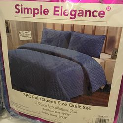 Queen size comforter set with shams blue