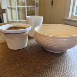 Trio  Of Neutral Ceramic Planter 