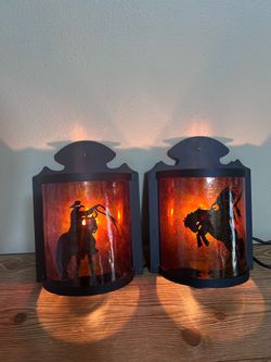 Western Cowboy Electical Wall Sconce Light Set – Rustic Ranch Decor Set of 2