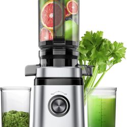 Máquinas exprimidoras, exprimidor de prensa en frío con canal de alimentación de 4.41 pulgadas de ancho, exprimidores de masticación lenta de 350 W pa