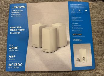 Linksys Velop Dual Band Intelligent Mesh WiFi System, White, AC1300