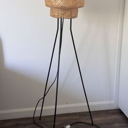 Ikea Boho Floor Lamp – Rattan Shade & Metal Legs