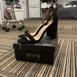 Women’s IDIFU High Heels Black/Tan Open Toe Strap 7.5W