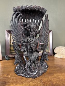 Intricate Carved Rosewood Garuda Figure