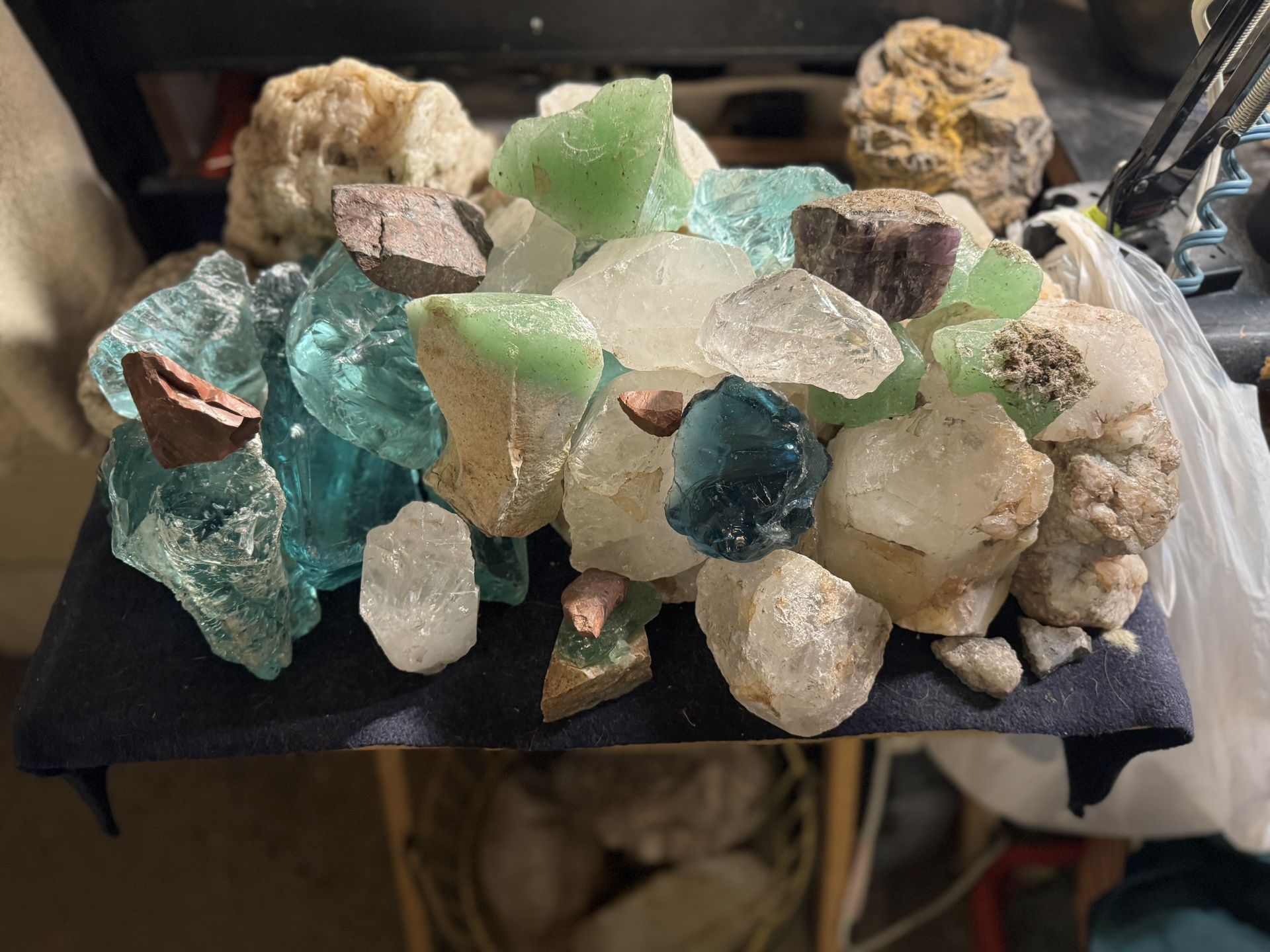 An Assortment Of Stones, Crystals, Petrified Wood, Seaglass, Etc!  O.B.O