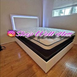 NEW QUEEN BED FRAME AND MATTRESS