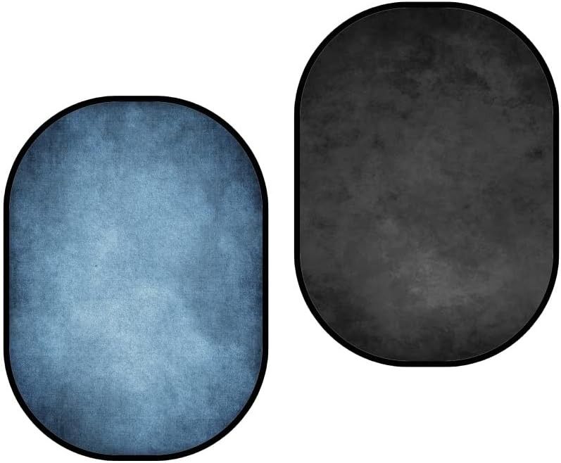 Kate Collapsible Backdrop Pop-up Backdrops Grey Blue Foldable Background for Portrait Photography, for Video, for Live Stream, 5x6.5ft