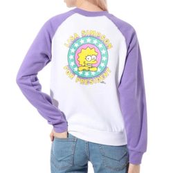 Vans x The Simpsons Lisa for President Sweater Small Purple White Crewneck New 