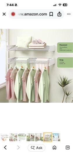 Wall Mounted Clothes Rack / White ….