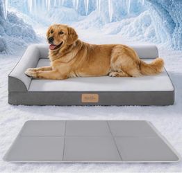 Warkey Orthopedic Dog Bed with Cooling Mat