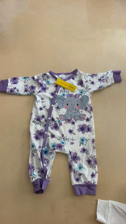 Baby Floral Elephant Snap Romper 6-9M