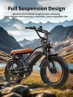 New Electric Bike for Adults, Peak 1000W Ebike, 28MPH 60Miles Electric Mountain Bike, 20" Fat Tire Adult Electric Bicycle with 48V 18.2AH Battery, Dua