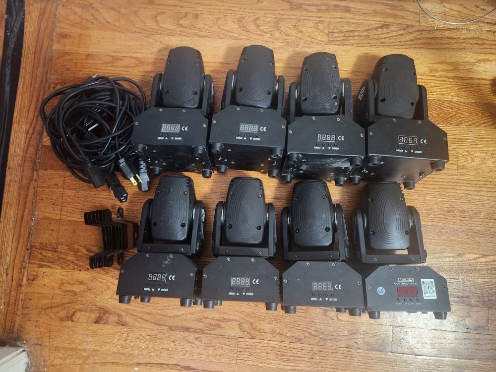 Lot Of 8 Mini Moving Head Lights DMX 10w