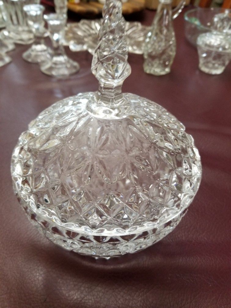 Vintage Crystal Candy Dish With Lid