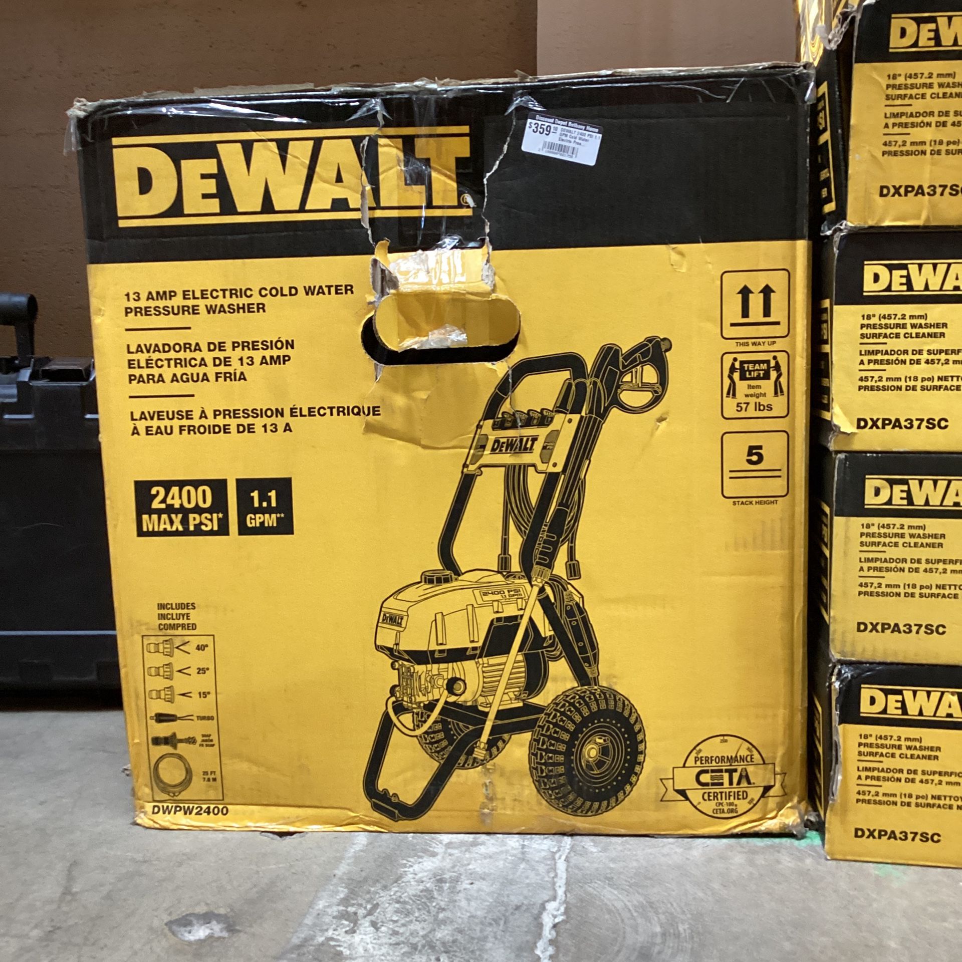 (New) DEWALT 2400 PSI 1.1 GPM Cold Water Electric Pressure Washer