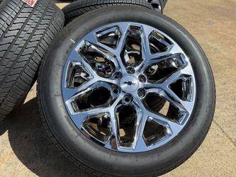 WE DELIVER NEW 22" Chevy Silverado Snowflake Style Wheels Bridgestone 275/50/22 70% GMC