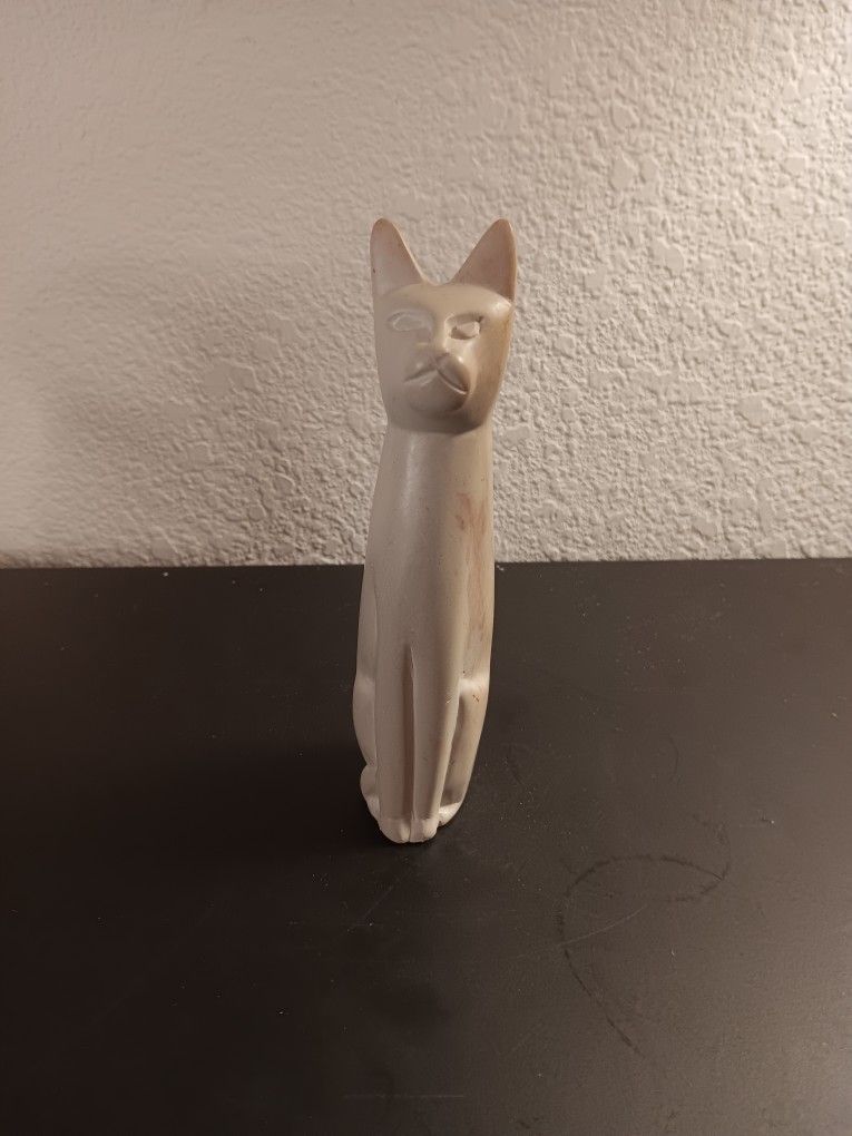 EXQUISITE Handcarved Soapstone 6 Cat Figurine Made in Kenya.This exquisite hand carved soapstone figurine depicts a cat, standing at 6 inches tall.