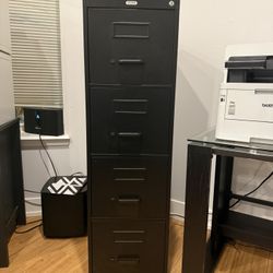 ULINE Vertical File Cabinet - Letter, 4 Drawer, Black