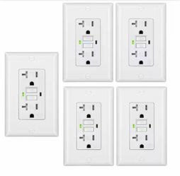 20 Amp Tamper Resistant GFCI Outlet with LED Indicator, 5-Pack