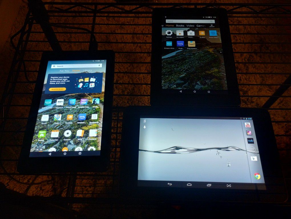 Tablets For Sale. Two Kindle Fiers And One Hisense