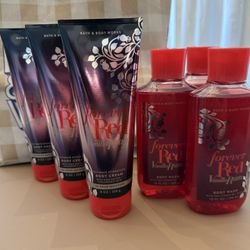Set Of 6 Bath and Body Forever Red Vanilla Rum Deluxe Gift Set - Full Size
