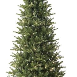 Alpine Pine 6.5ft Christmas Tree Pre-Lit Artificial with 1,489 Branch Tips & 382 Low-Voltage Warm LED Lights, Foldable Stand & Realistic Flame-Resista