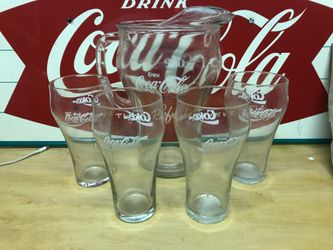 Vintage Coca Cola Pitcher w/Glasses (4)