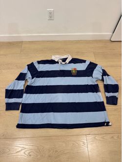 Polo Ralph Lauren Rugby Shirt Mens 4XL Blue/Navy Embroidered Crest Striped Rare