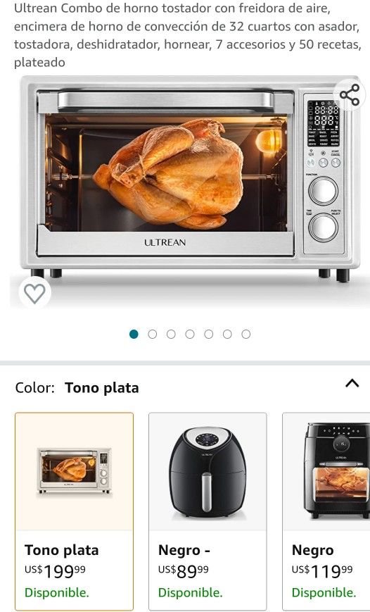 Ultrean Combo de horno tostador con freidora de aire, encimera de