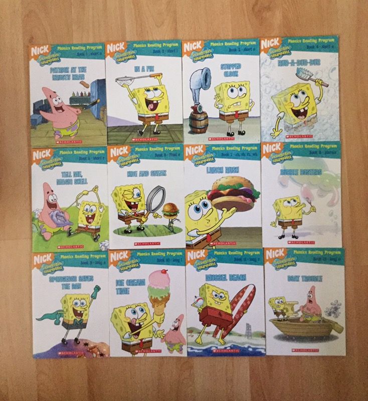 12 Used Spongbob's Books of "PHONICS - READING PROGRAM"
