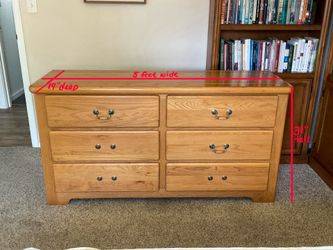 Oak queen four poster bed, dresser, armoir