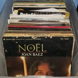 Bin full of vinyl records