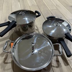 Stahl Cookware Set - 2 Cookers (5L & 3L) and 1 Kadai 26 CM
