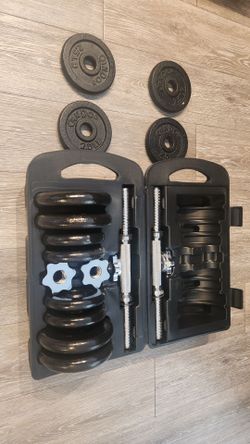 Adjustable Dumbbell Hand Weight Set with Storage Case, 38 Pounds, Black