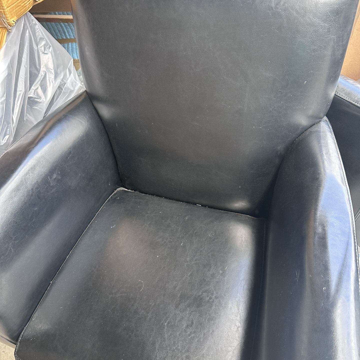 2 Faux Black Leather Chairs