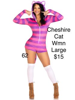 Cheshire Cat Women’s Large Costume Alice in Wonderland Halloween